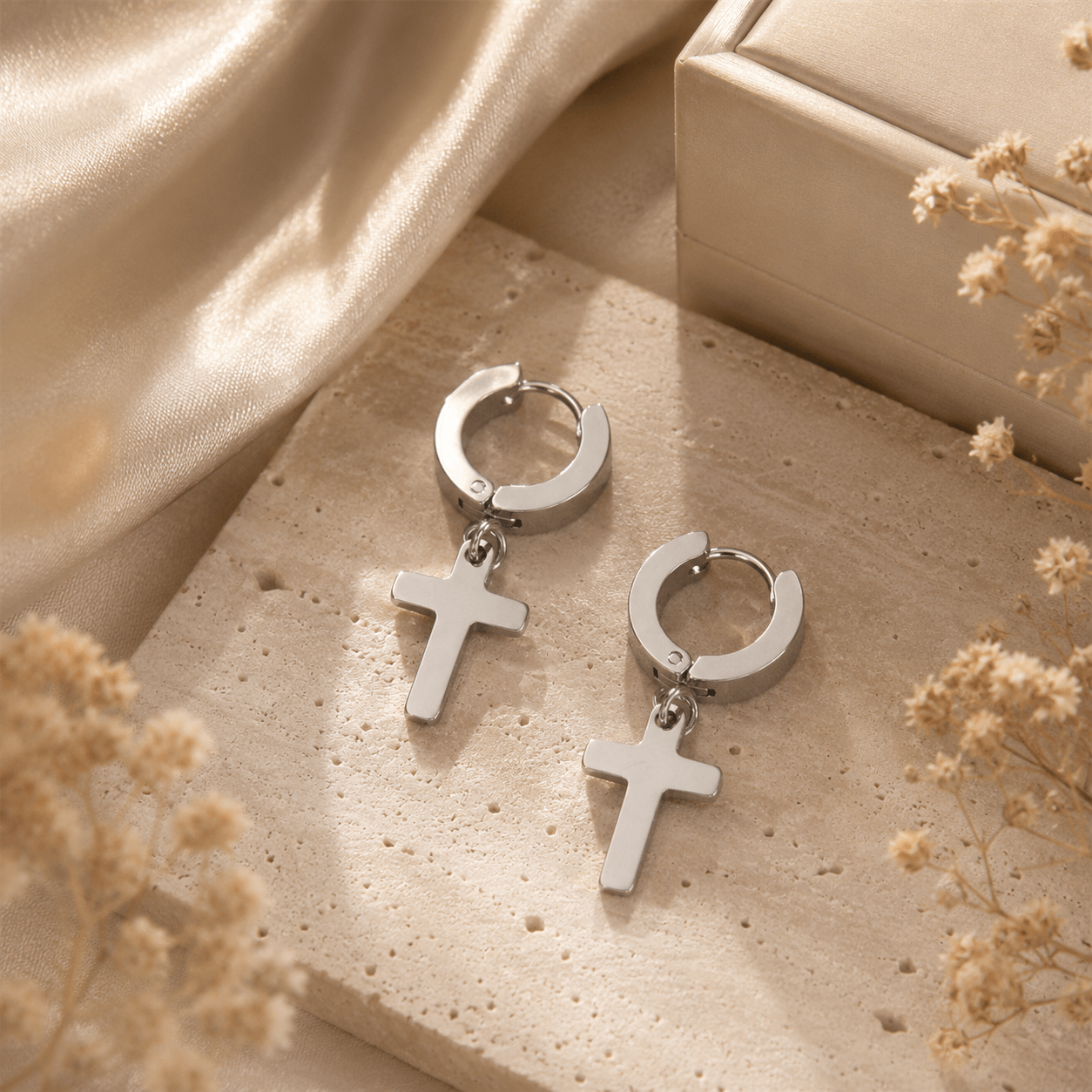 FaithLink Cross Hoop Earrings