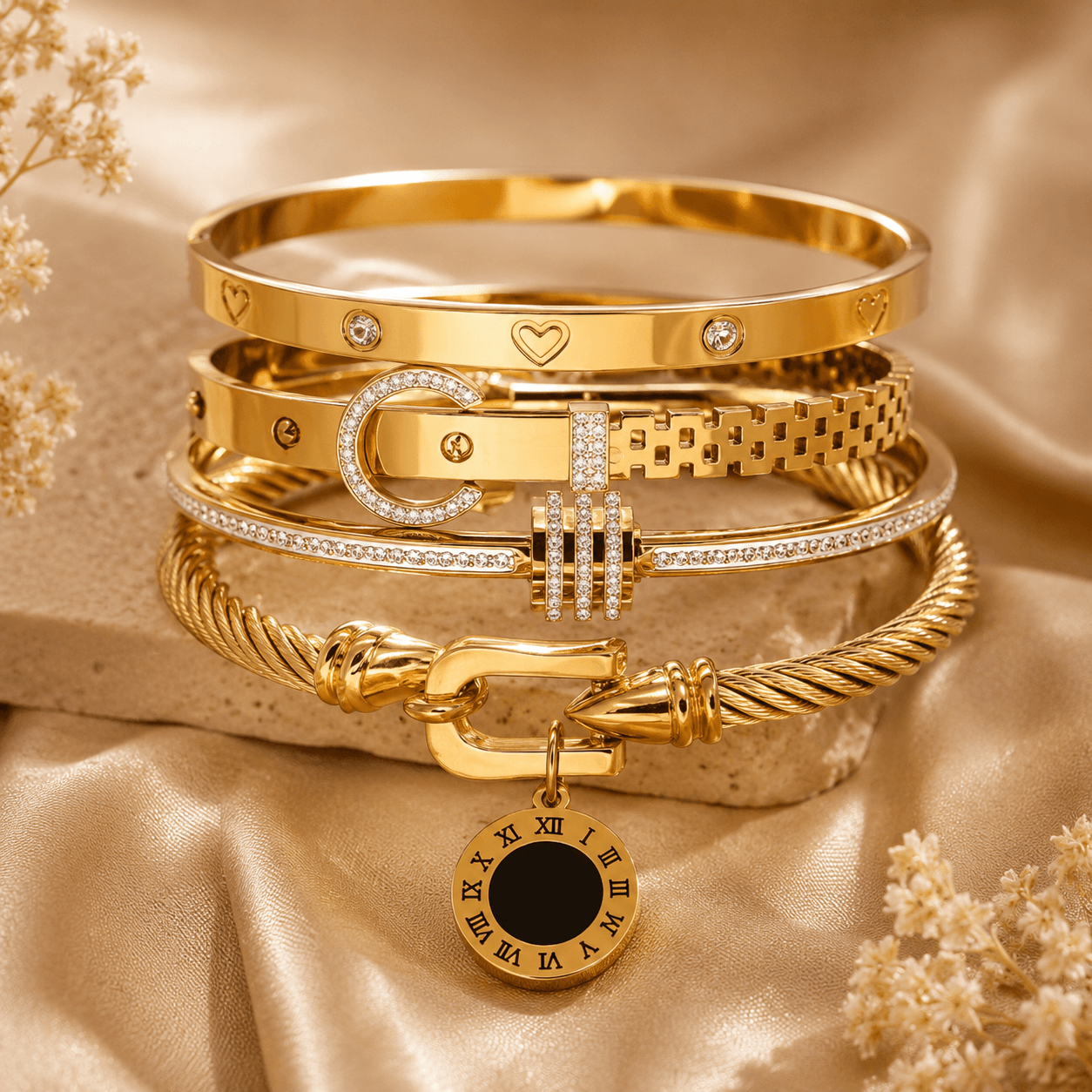 Aurélle Éternité Bangle Stack™- Gold Version