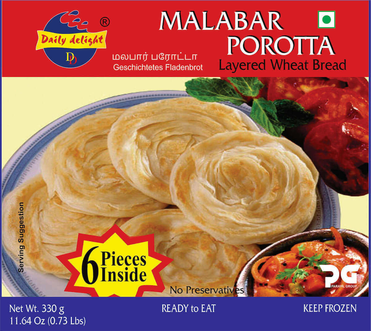 Daily Delight Malabar Porotta 330g for collection