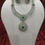 Thumbnail: Rhodium Plated Emerald CZ Diamond Necklace Set