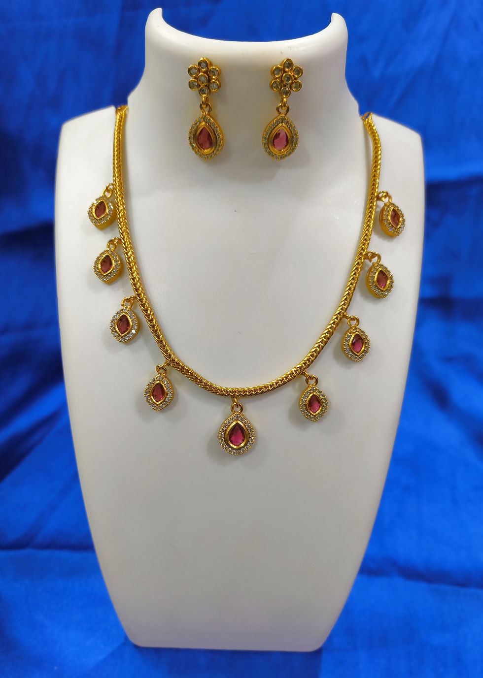 Gold Plated CZ AD Charm Necklace Set