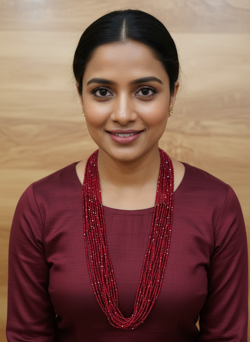 Layered Red Crystal Beaded Necklace