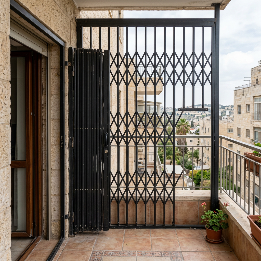 סורג ברזל עם קו פשוט על חלון ומרפסת