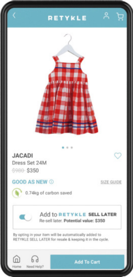 Retykle’s Virtual Closet, where purchased items are automatically displayed for easy resale. (Source: Retykle website)