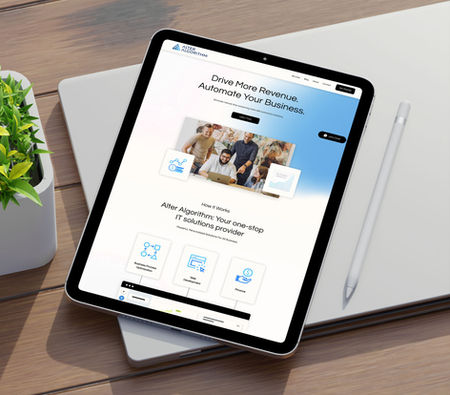 Alter Algorithm website mockup on ipad