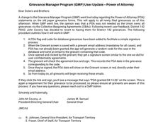 GRIEVANCE MANAGER PROGRAM (GMP) USER UPDATE — POWER OF ATTORNEY
