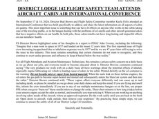 DISTRICT LODGE 142 FLIGHT SAFETY TEAM ATTENDS AIRCRAFT CABIN AIR INTERNATIONAL CONFERENCE