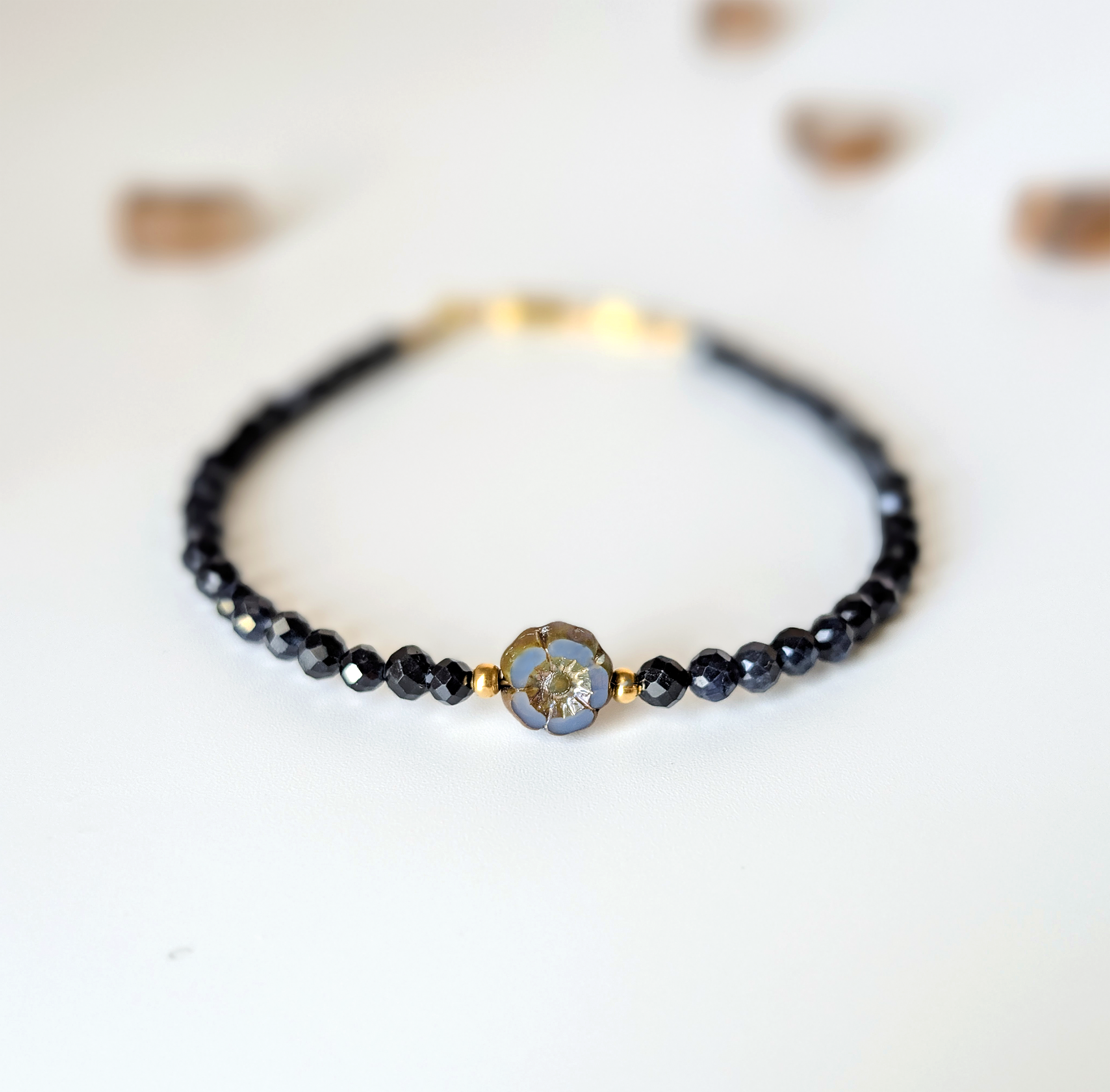 SHIFT Adorn - Sapphire Gemstones with AB Picasso Glass Flower