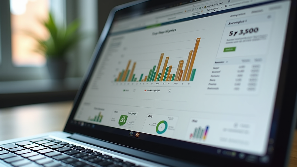 Close-up view of a laptop screen showing Shopify store analytics