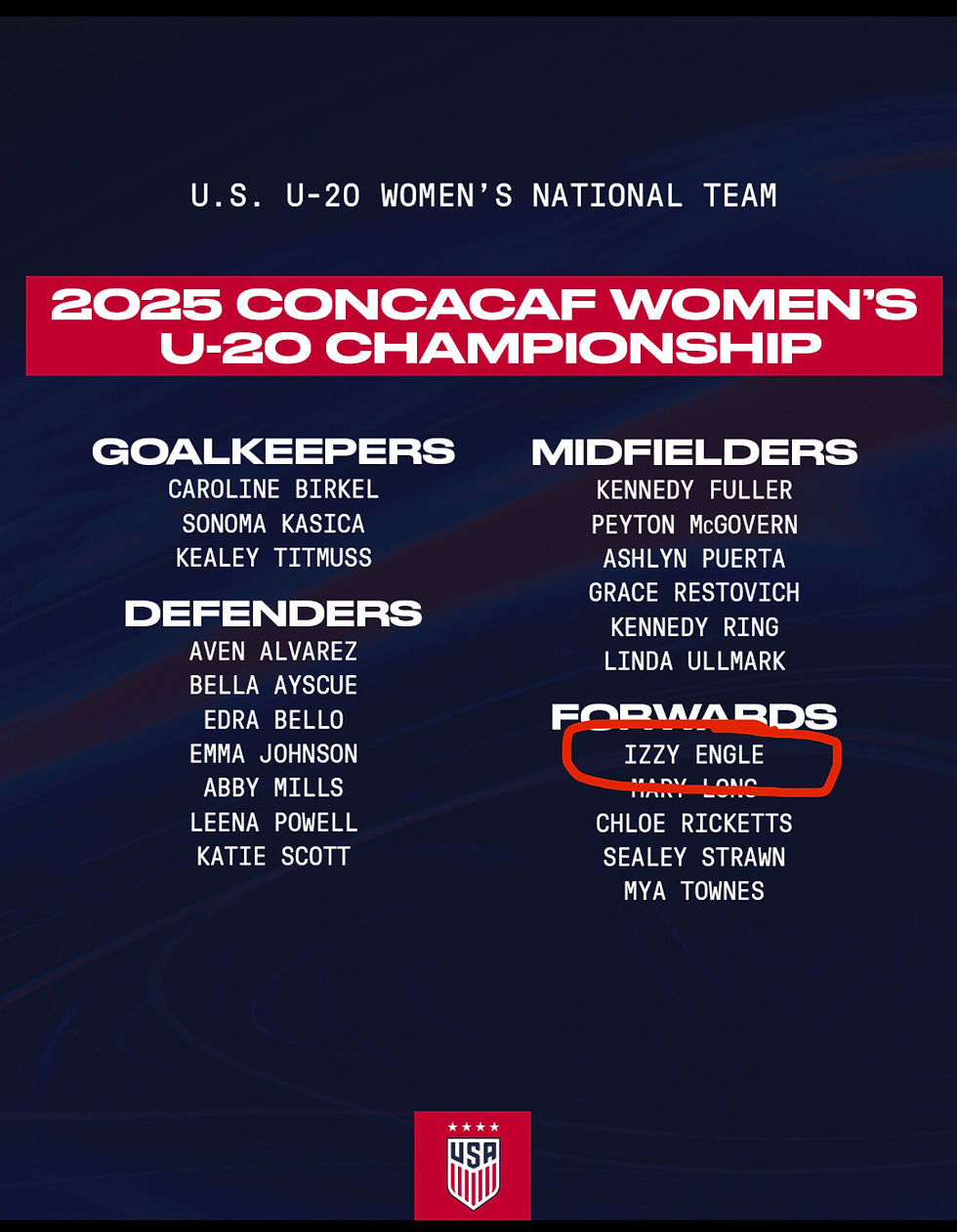 Izzy Engle named to the US U20 National Team