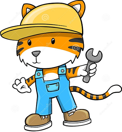 Tiger dressed in construction uniform 