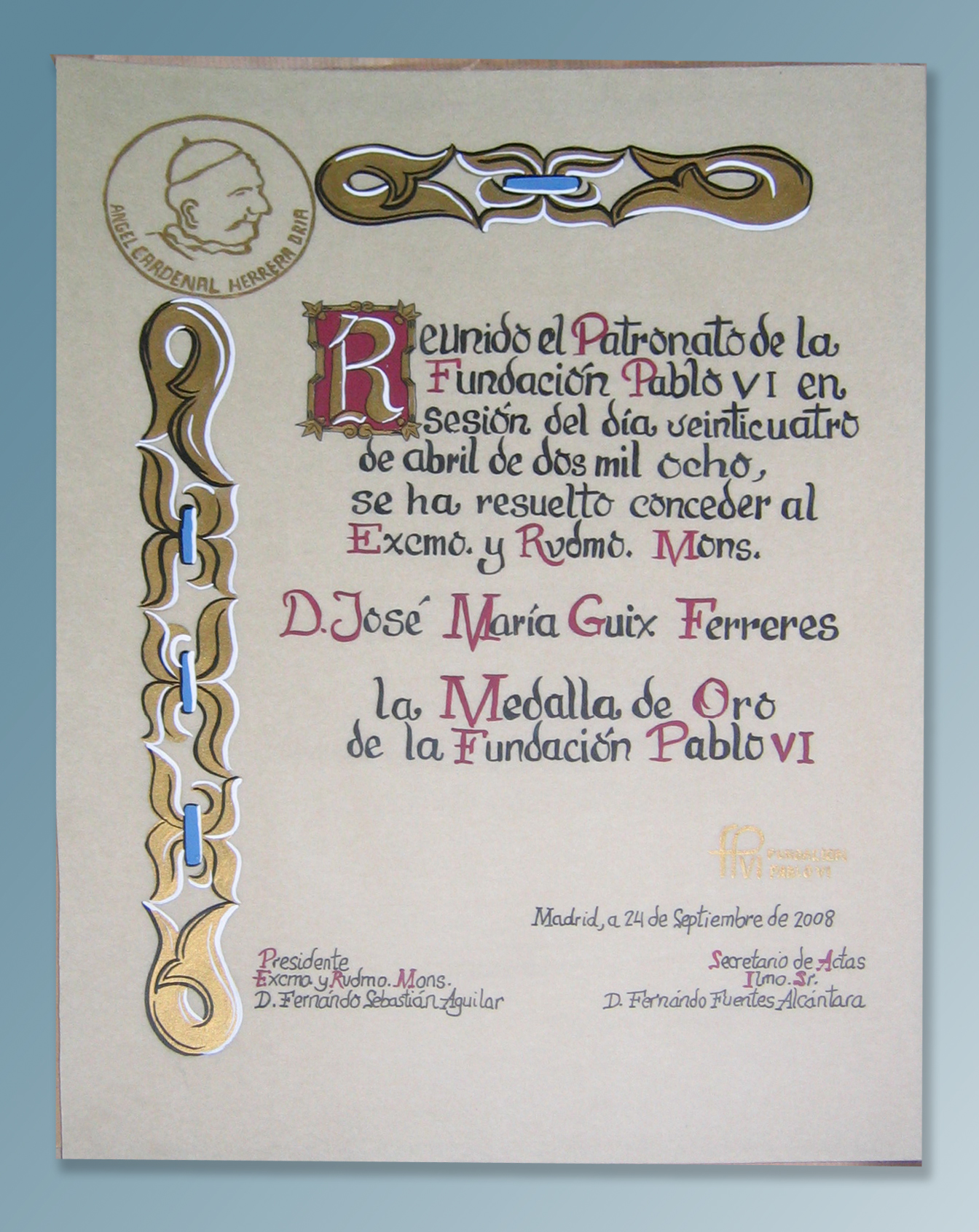 Diploma pintado a mano