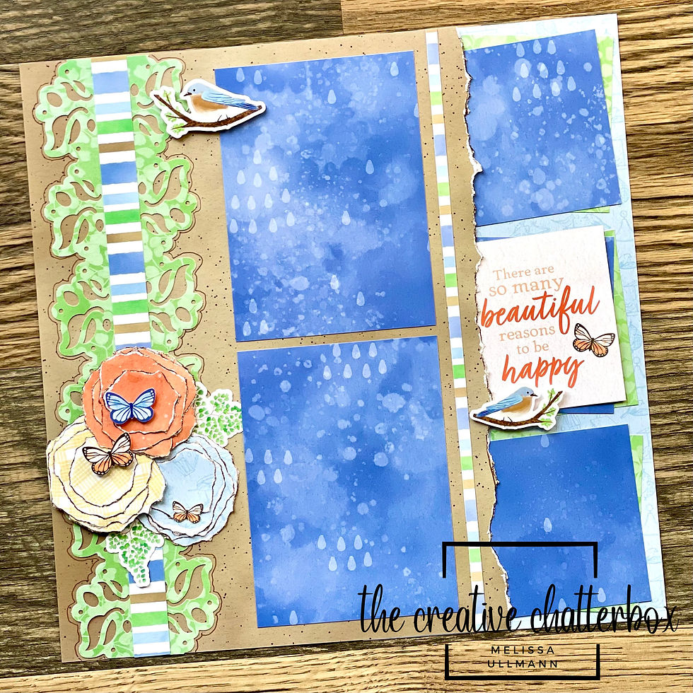Torn Paper Flowers Scrapbook Layout - April 13, 2024