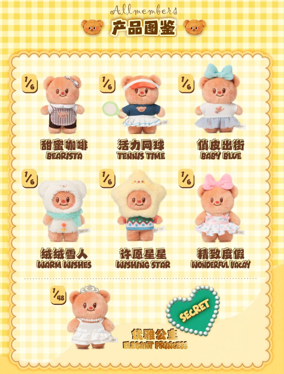 Butterbear マスコットキーリング コンプリートBOX Original TOPTOY Butterbear Versatile Wardrobe Plush Pendant Blind