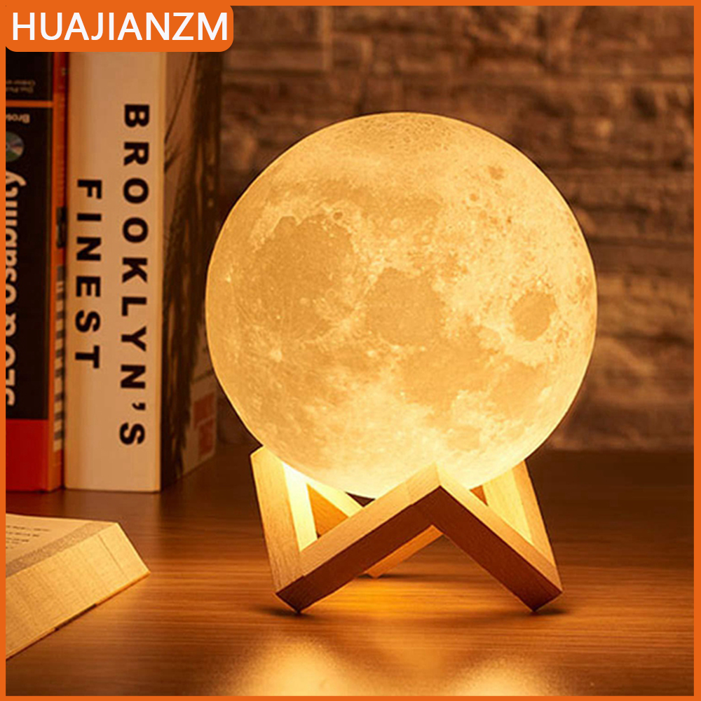 Moon Lamp LED Night Light Battery Powered With Stand Starry Lamp For Bedroom Dec