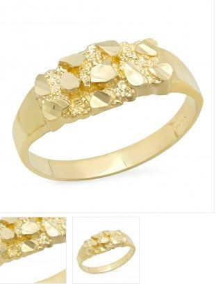 Men's Yellow Gold Nugget Ring 14k Solid Gold SKU :