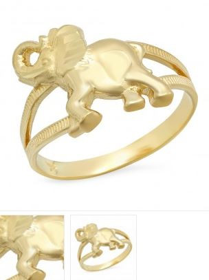 14 Kt Yellow Gold Elephant Ring for Women SKU : LA