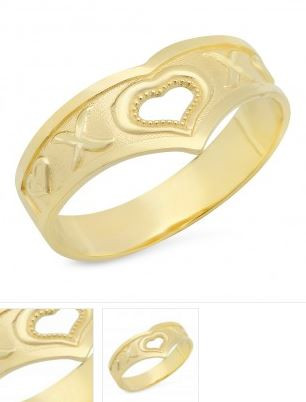 14K Yellow Gold Delicate Heart Ring SKU : LAJC0080