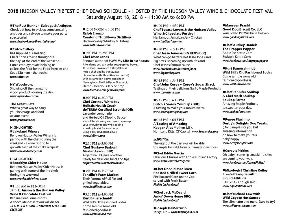 Hudson Valley Wine and Chocolate Vendor Map and Schedule Design