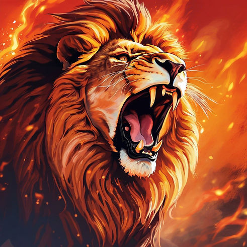the right side of a lion roaring with fire background.jpg