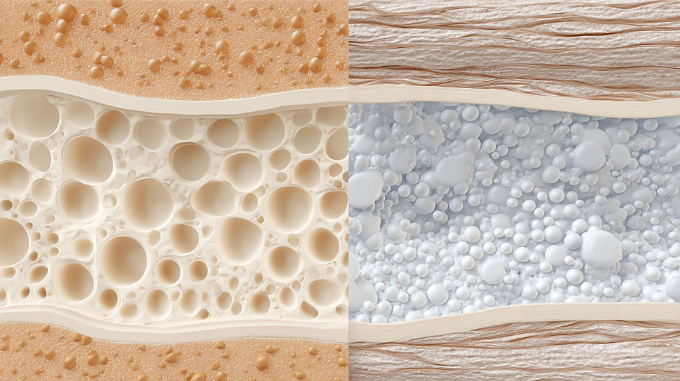Comparison of damaged skin barrier versus ceramide-reinforced barrier structure