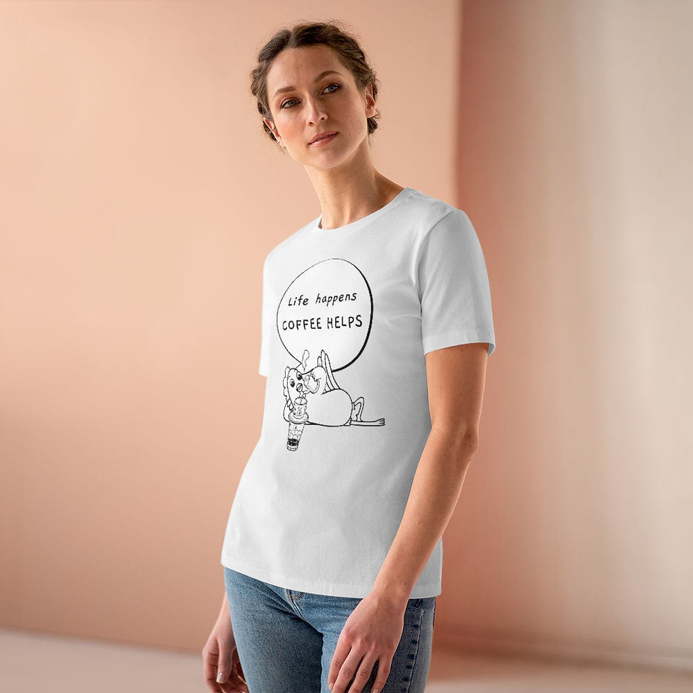 Thumbnail: Women's Premium Tee - Life Happens, coffee helps