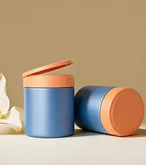 500ml plastic jar with flip top lid white and blue