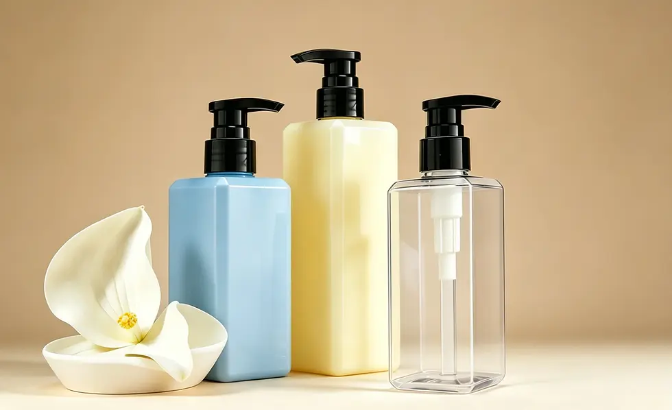 Thick wall PETG shampoo bottles yellow and clear