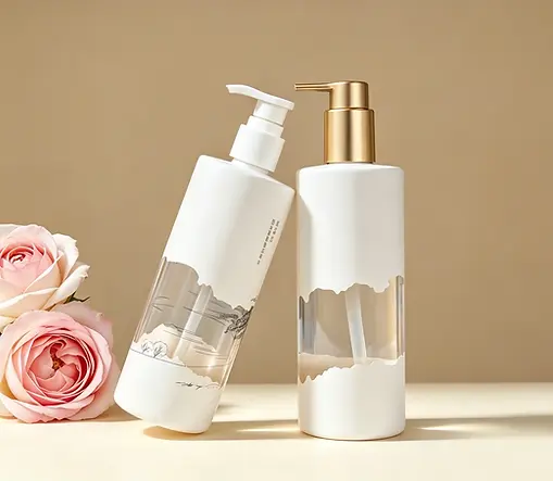 Brown shampoo bottles 400ml with pump