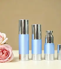 Blue electroplated airless cream bottles elegant set