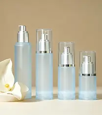 Blue airless cream bottles with pump blue set