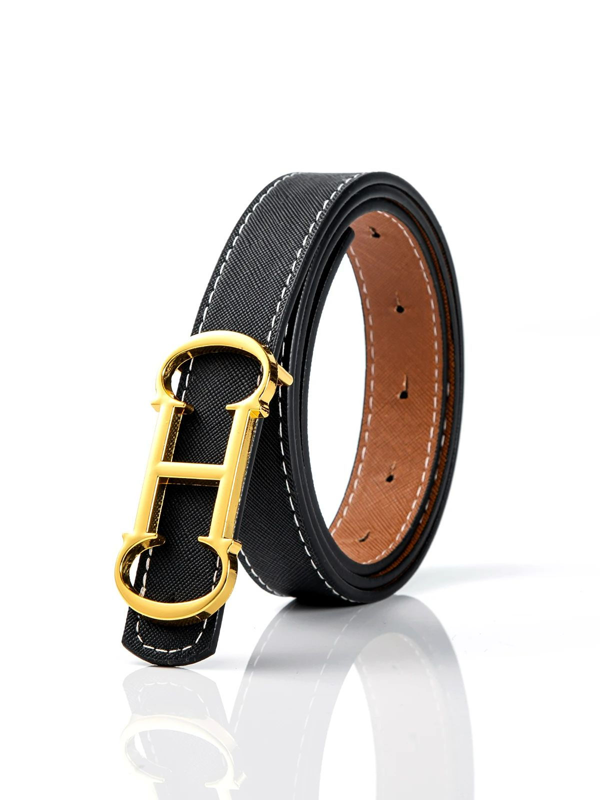 CHCH Double-sided Leather Belt women's Alloy New Luxury Design Fashion Jeans Dec