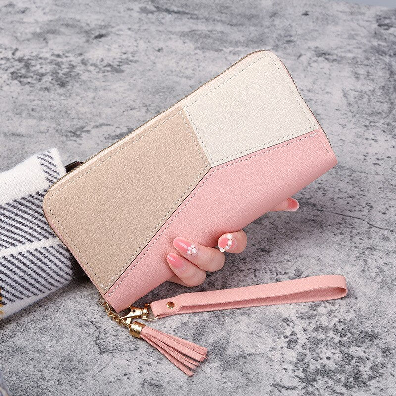 Thumbnail: Fashion Zipper Wallets Womens Long Purses Handbags Coin Purse Cards Holder PU Le