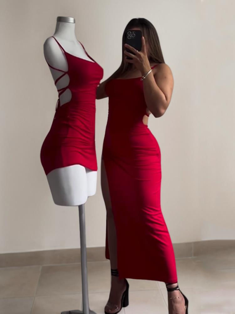 Thumbnail: 2024 explosive new dress summer high sensibility halter strap Spice Girl bag hip
