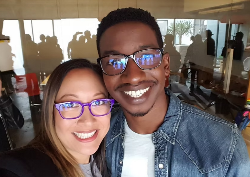 Grace Go and Mamadou Athie on the set of Sorry For Your Loss
