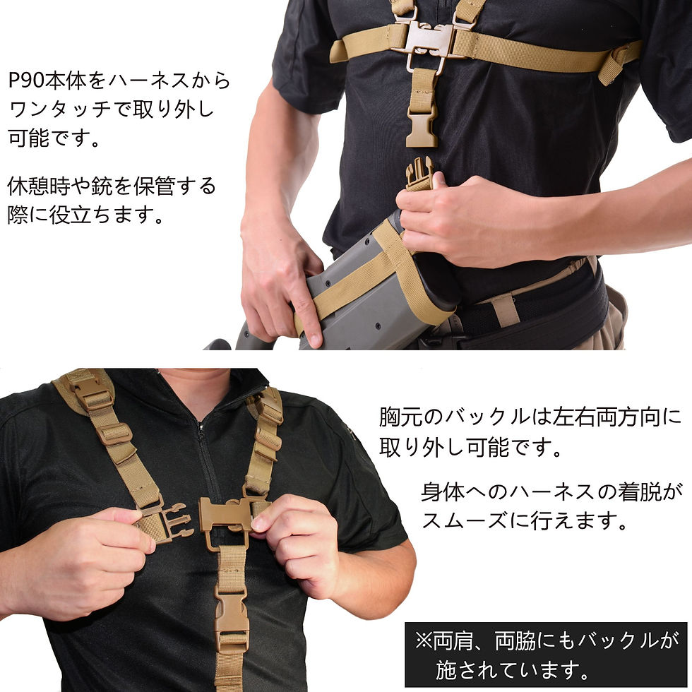 サムネイル： P90 専用 ハーネス型 シングルポイント スリングベルト スリング/ハンドガン ランヤード セット