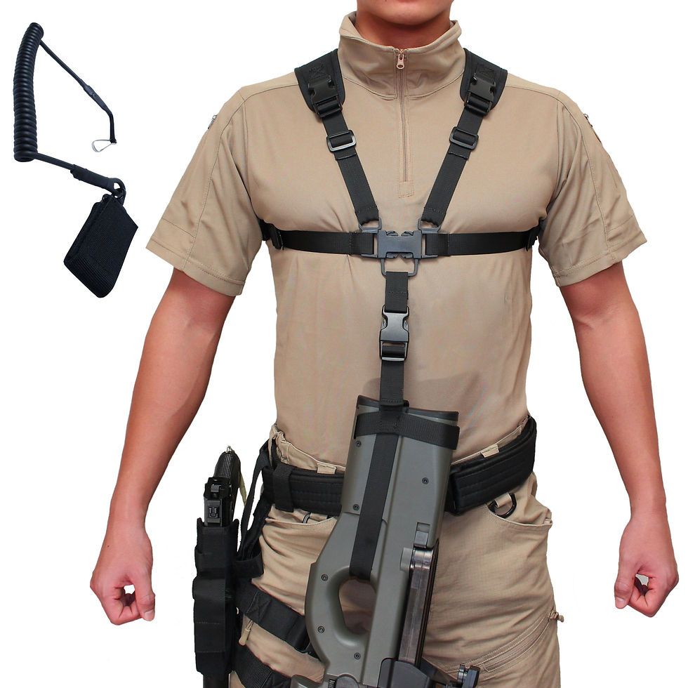 サムネイル： P90 専用 ハーネス型 シングルポイント スリングベルト スリング/ハンドガン ランヤード セット