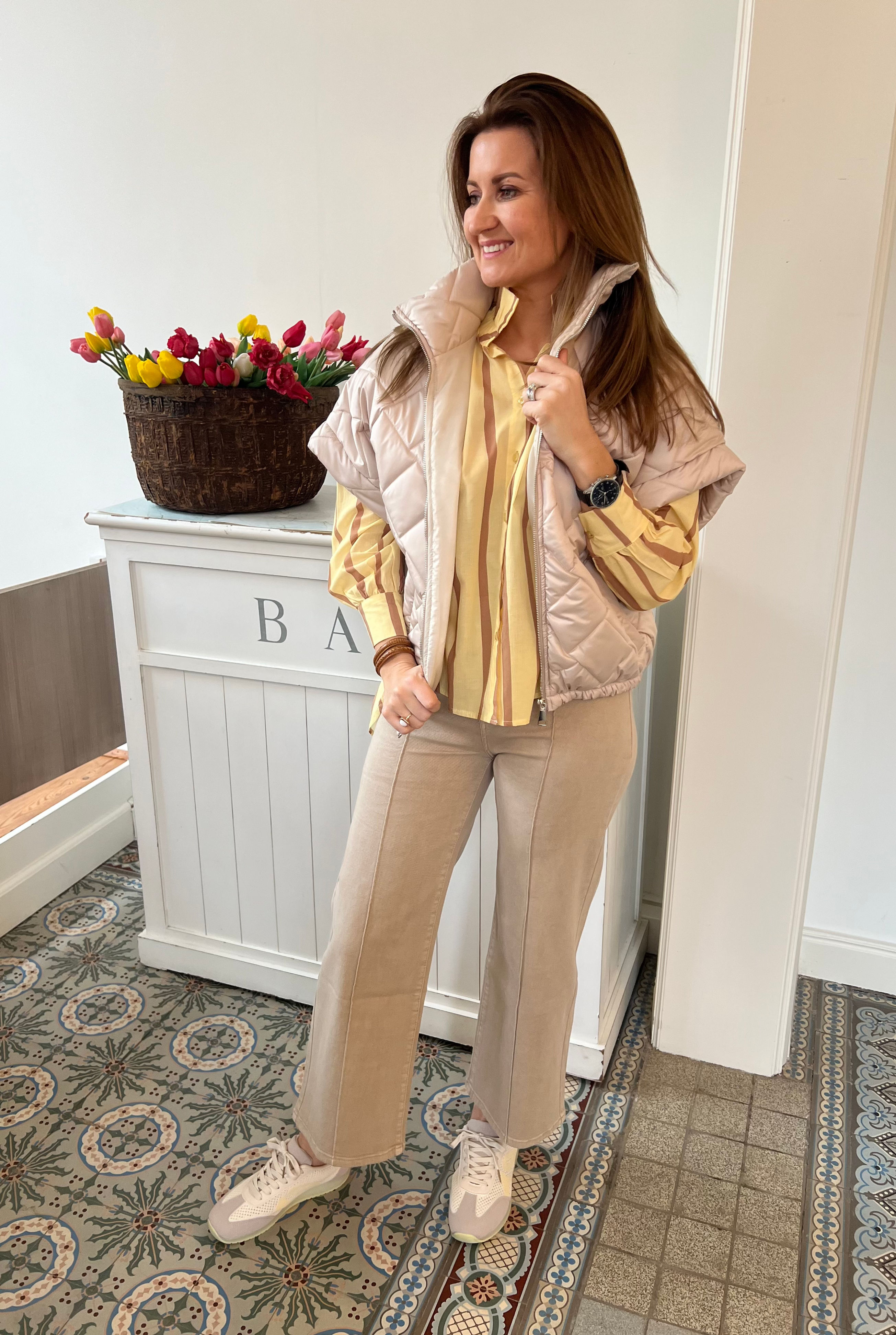 Gewatteerd vestje beige 