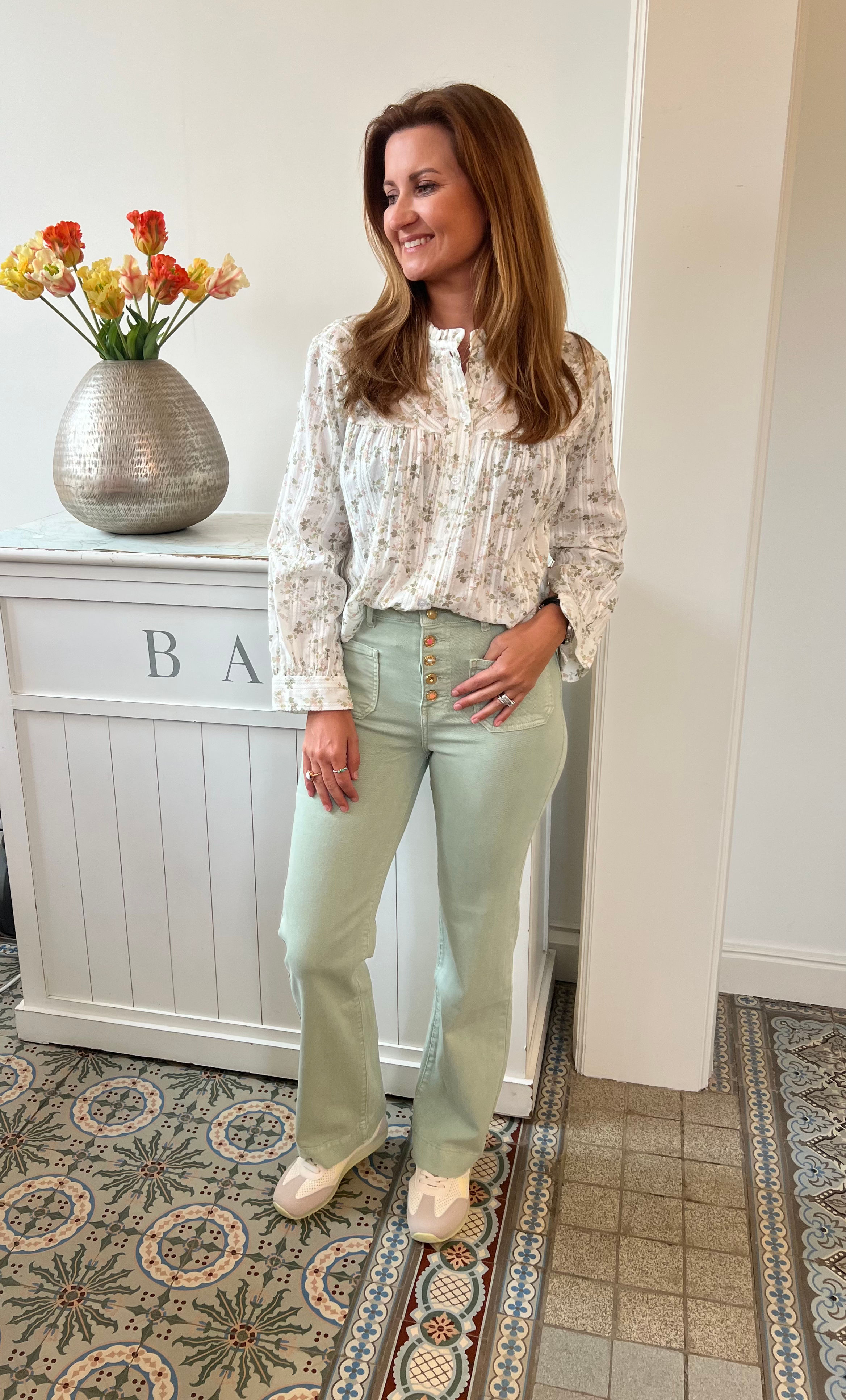 Romantisch bloesje groen