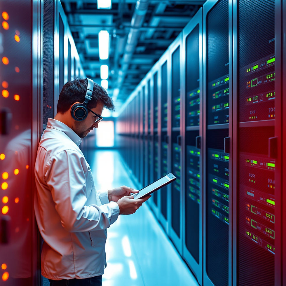 a picture showing a person working at a data center Securing data ensures operational stab