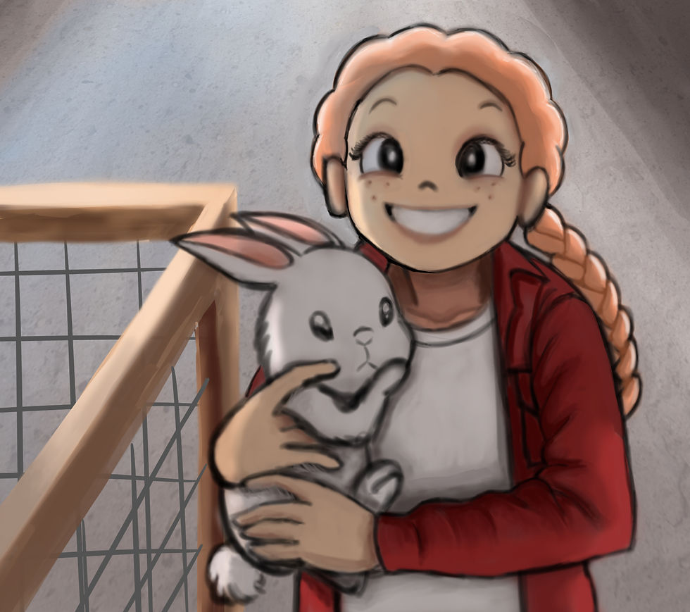 Gina with a rabbit