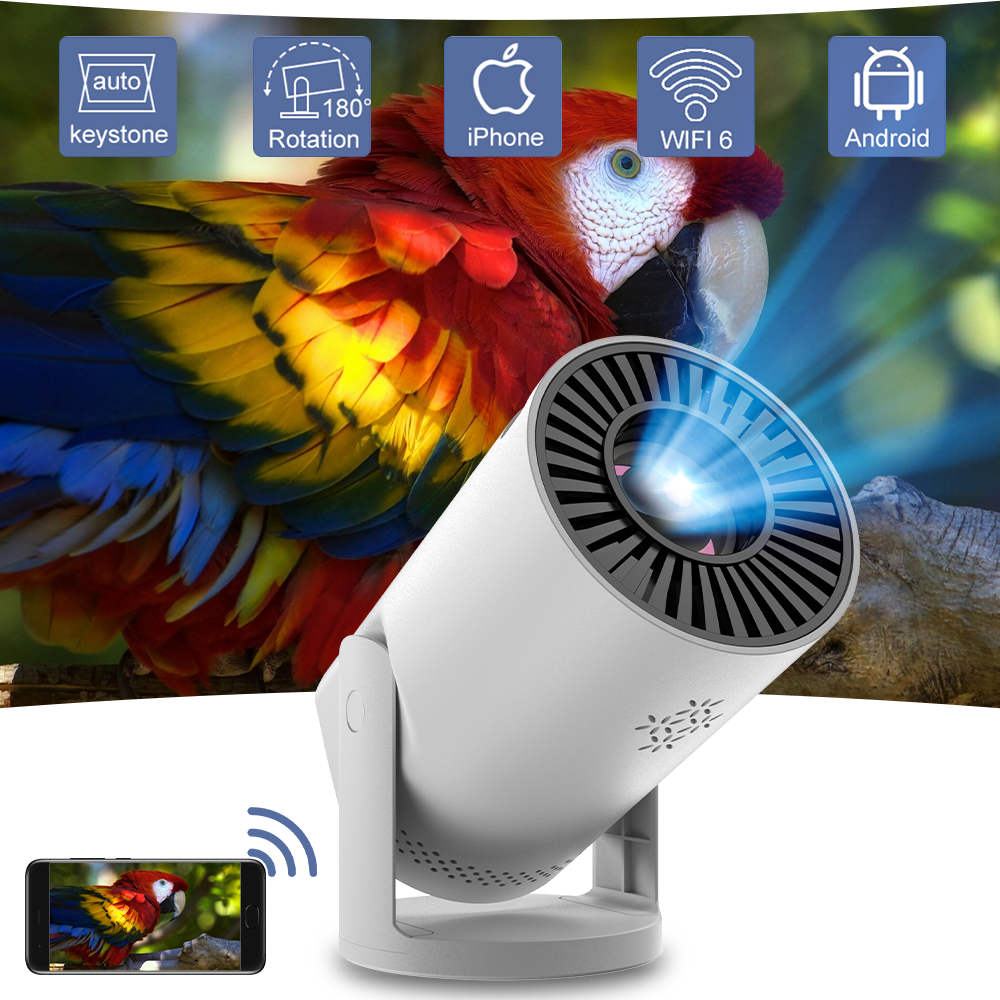 Smart WiFi6 Projector Wireless Sync to Smart Phone HD Home Theater Cinema Video