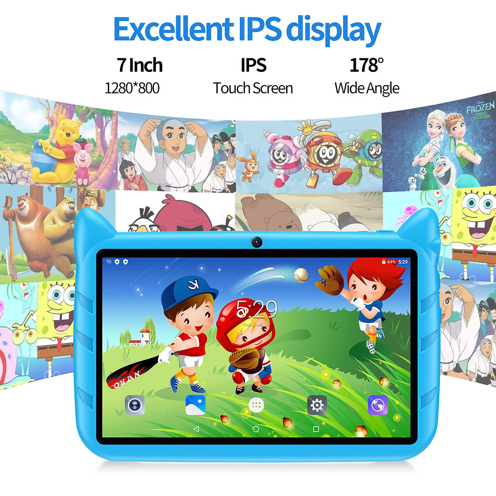 Thumbnail: BDF Cartoon Pattern 7 Inch Kids Tablet Quad Core 4GB RAM 64GB ROM Android 13 Goo
