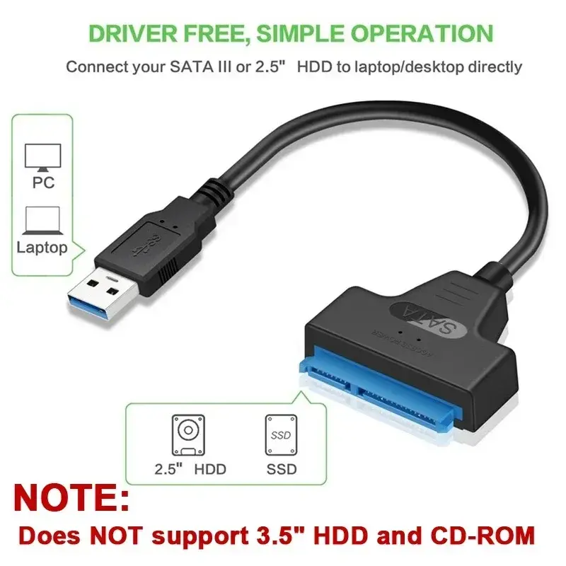 Thumbnail: SATA to USB 3.0 / 2.0 Cable Up to 6 Gbps for 2.5 Inch External HDD SSD Hard Driv