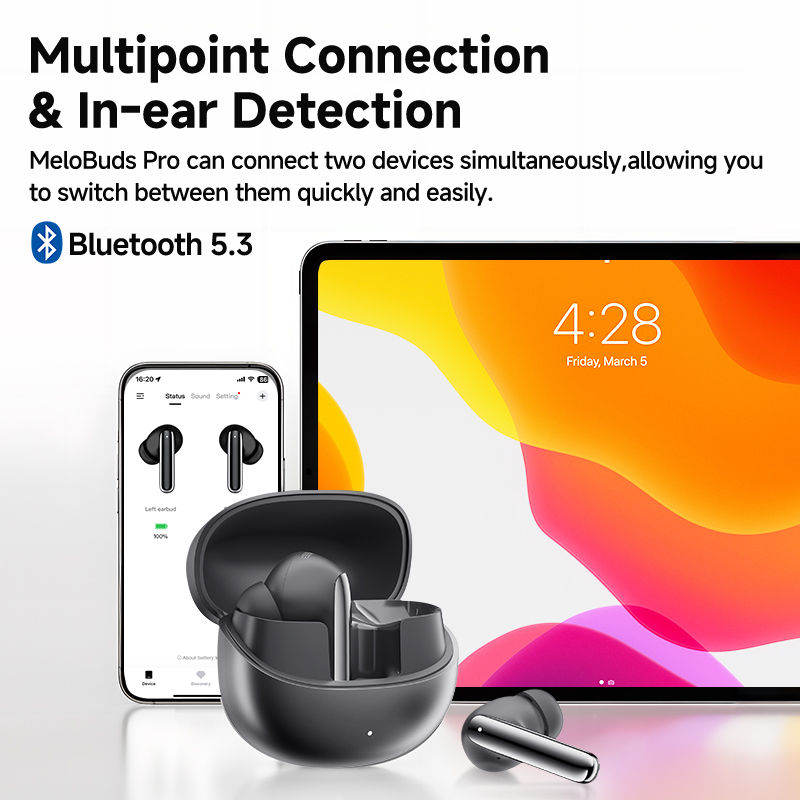 Thumbnail: QCY MeloBuds Pro ANC Bluetooth 5.3 Earphones Wireless 46dB Hybrid ANC Hi-Res LDA