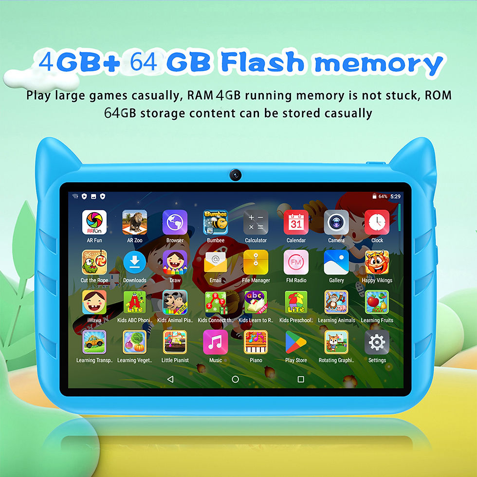 Thumbnail: BDF Cartoon Pattern 7 Inch Kids Tablet Quad Core 4GB RAM 64GB ROM Android 13 Goo