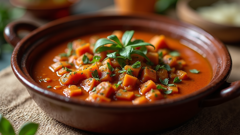 close-up view of traditional Moroccan tajine dish