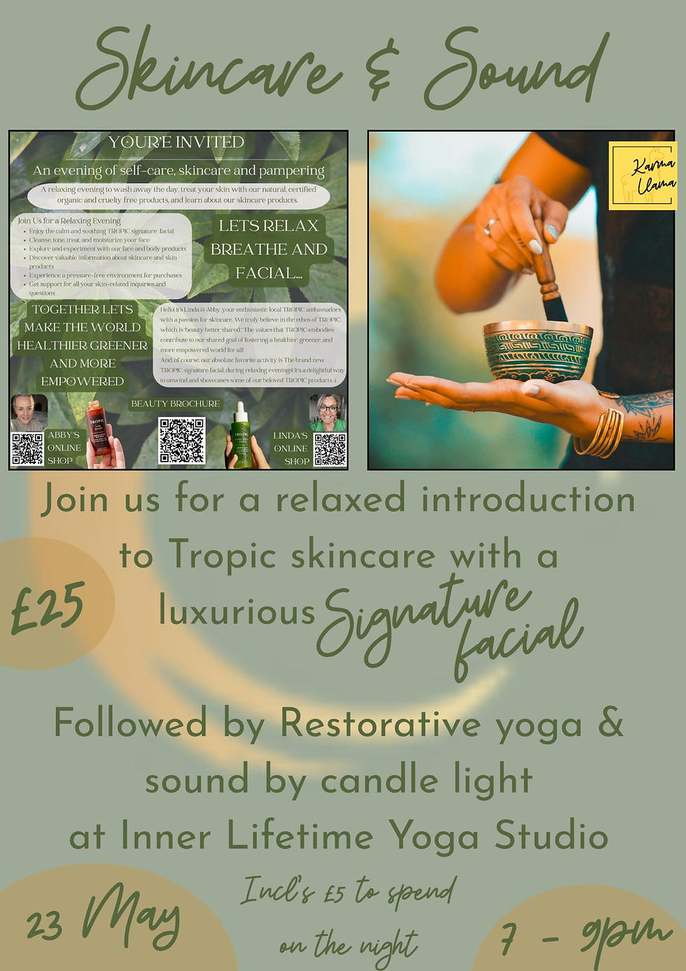 Skincare , Restorative Yoga + Sound Healing