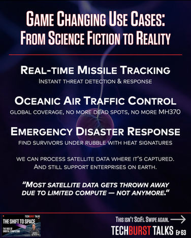 Visual showing satellites enabling global tracking and real-time disaster detection
