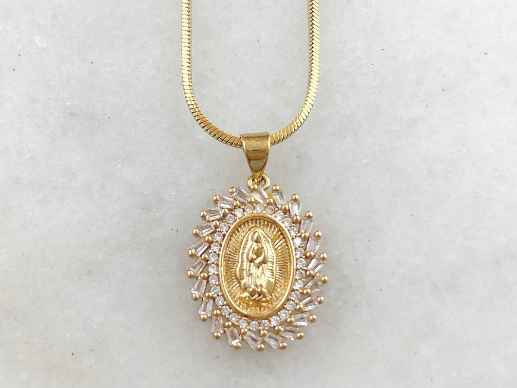 24k Gold Filled Virgin Mary Charm Necklace
